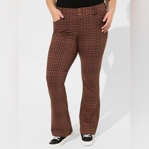 Studio by Torrid Brown and Black Plaid Trouser Boot Pants